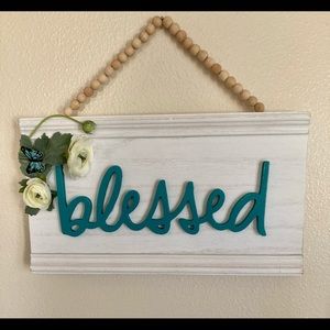 BLESSED HANDMADE WOODEN BEADED SIGN, wall or door